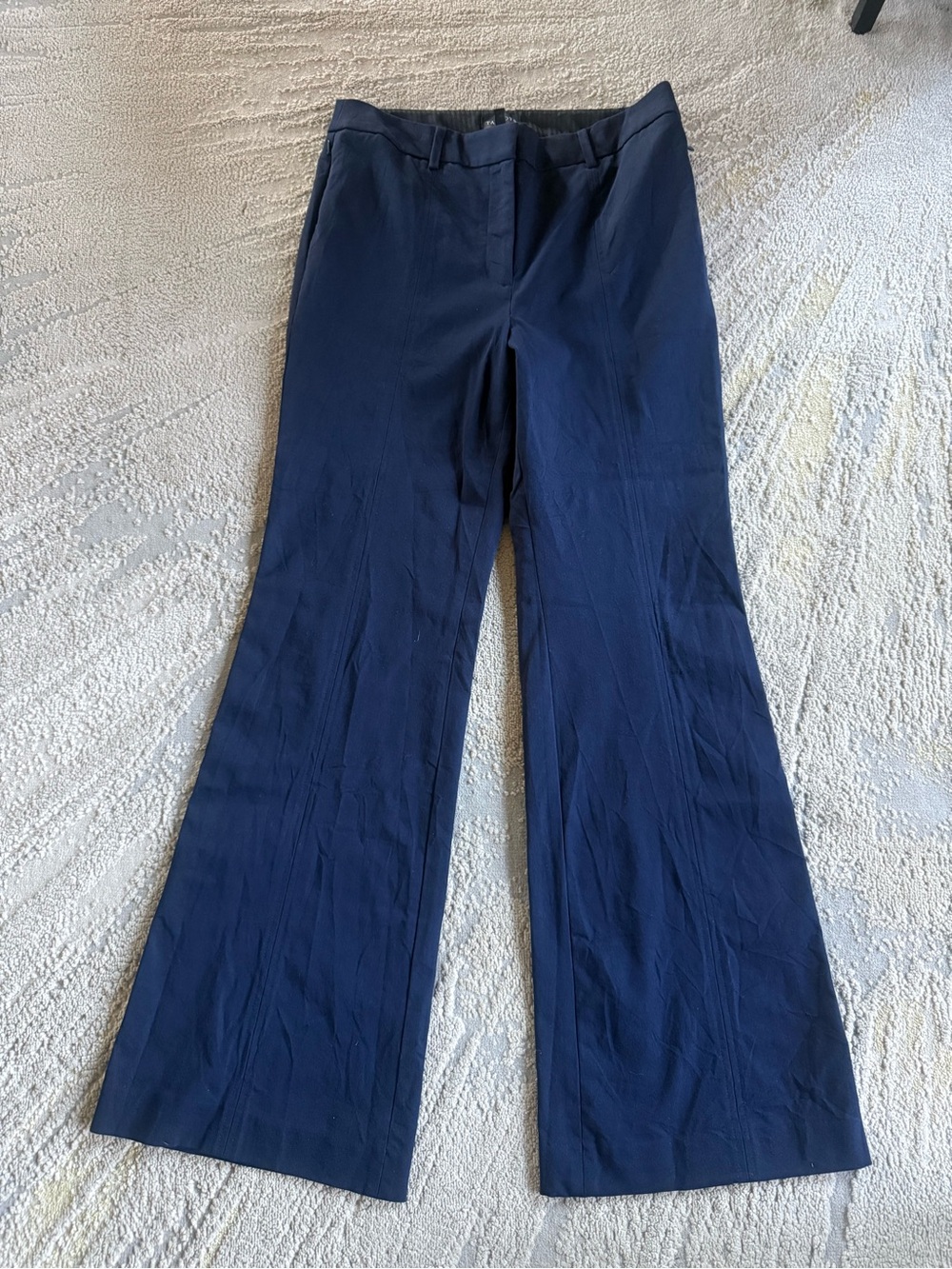 Talbots navy blue trousers wide leg flare leg pants high rise Size 6